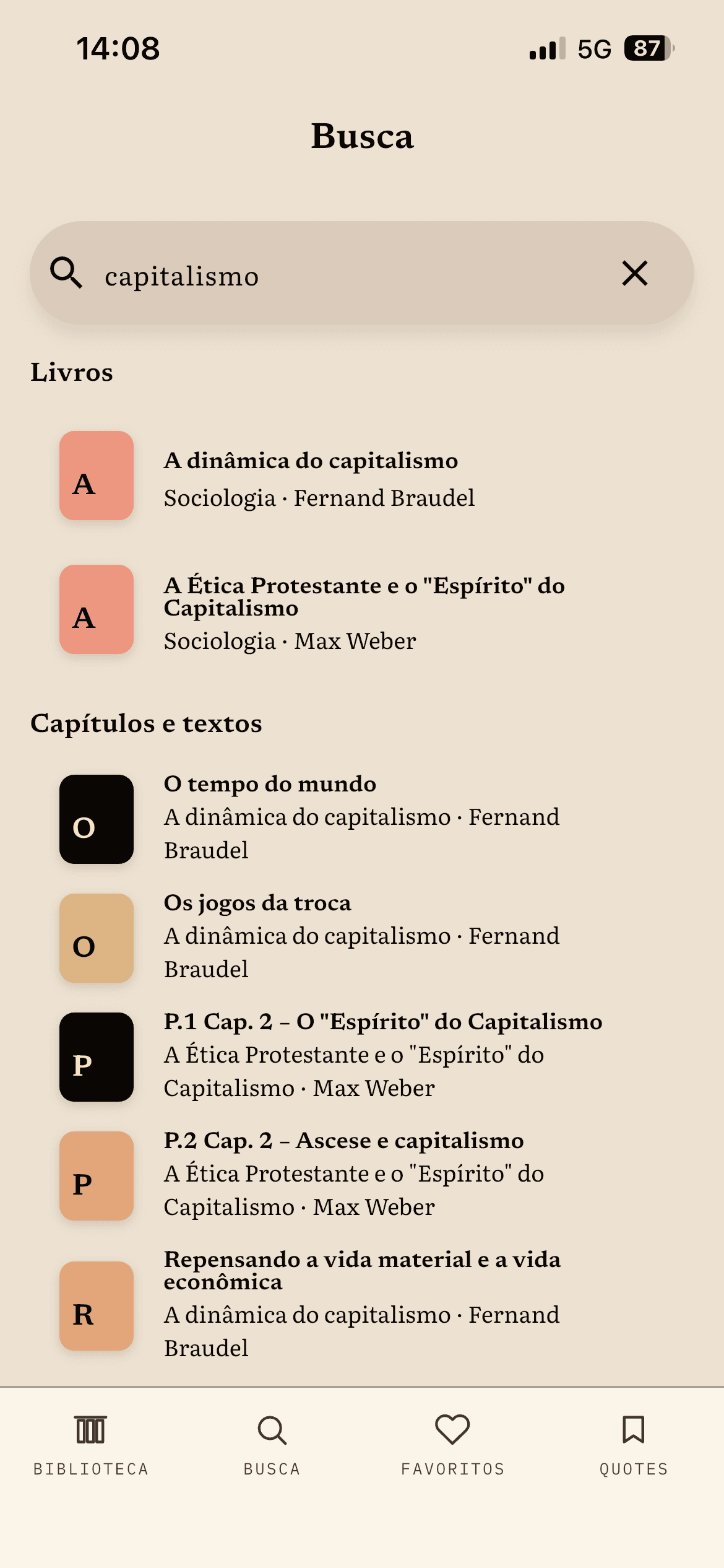 Busca local no Lumo por título e autor